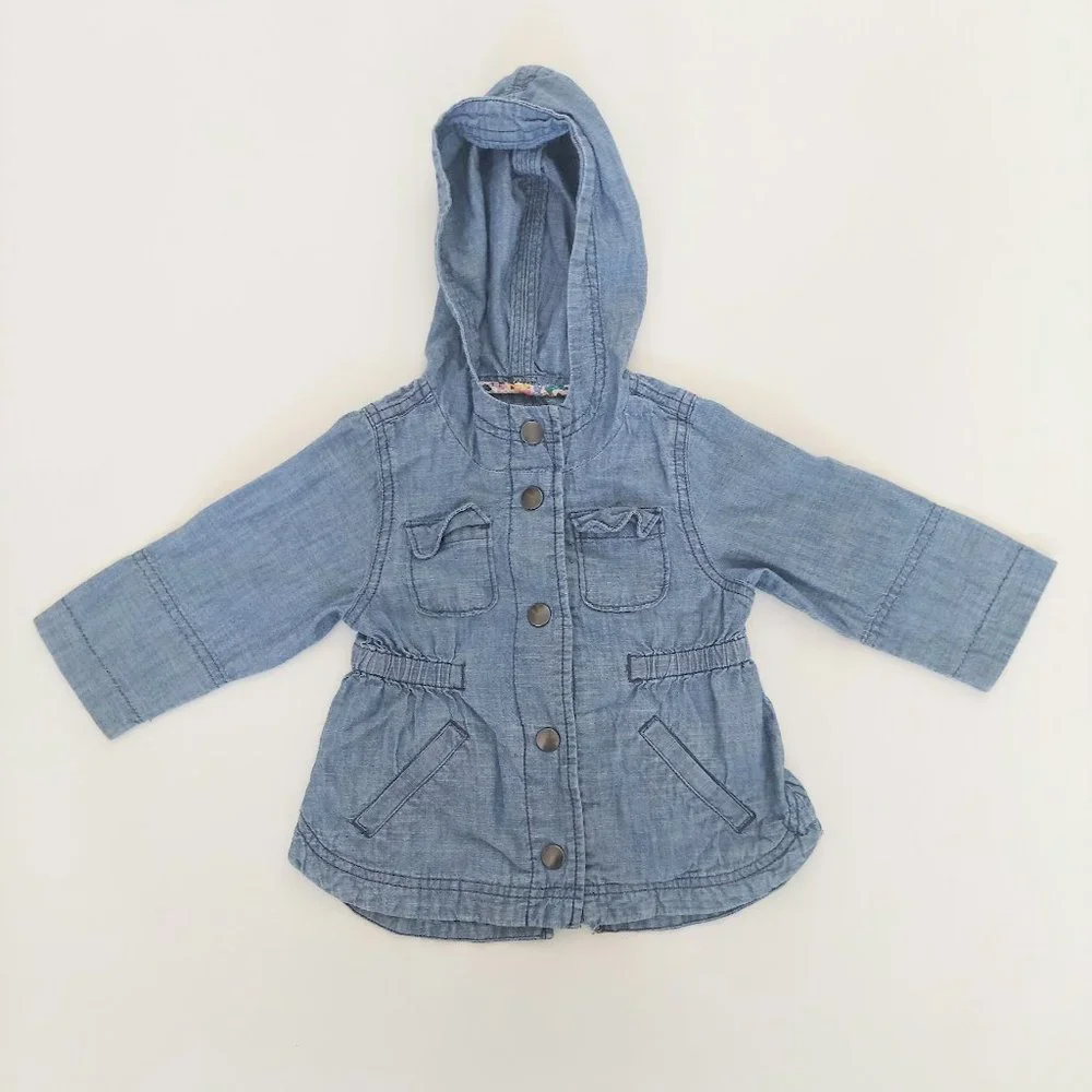 Old Navy Hooded Denim Jacket Girls Size 12M 18M Blue